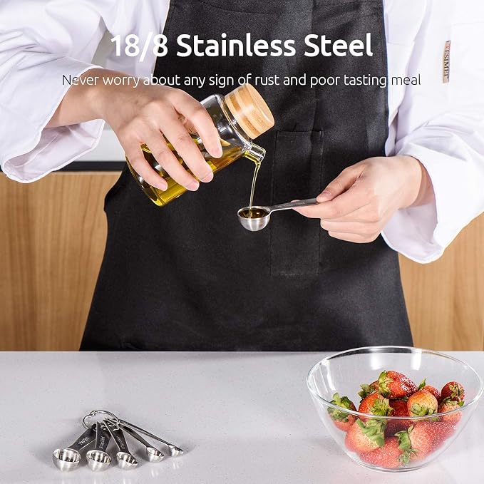U-Taste 18/8 Stainless Steel Measuring Spoons Set of 9 and Measuring Cup Set of 7 for Dry and Liquid Ingredient with Engraved Measurement - Image 4