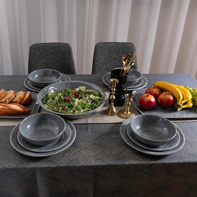 Extra Large Serving Tray with Handles, 19 x12 inch, Set of 2, Melamine Platters for Serving Food, Turkey, Cookie, Farmhouse Rectangular Brekfast Tray, Dishwasher Safe, Gray - Image 5