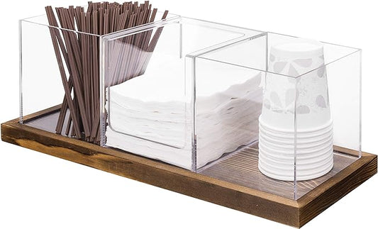 MyGift Coffee & Tea Station Organizer with Acrylic Compartments, 4 Piece | Modular countertop caddy keeps sweeteners, stirrers, packets, and drink accessories sorted for convenient beverage stations by MyGiftHome