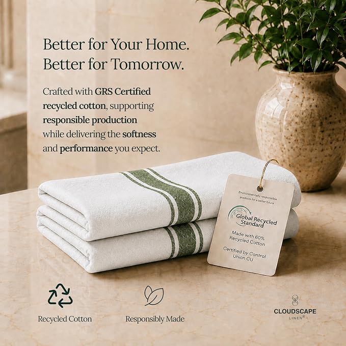 CSL Pack of 12 Kitchen Towels, Absorbent & Soft, Oversized, 18x28 - Green - Image 6