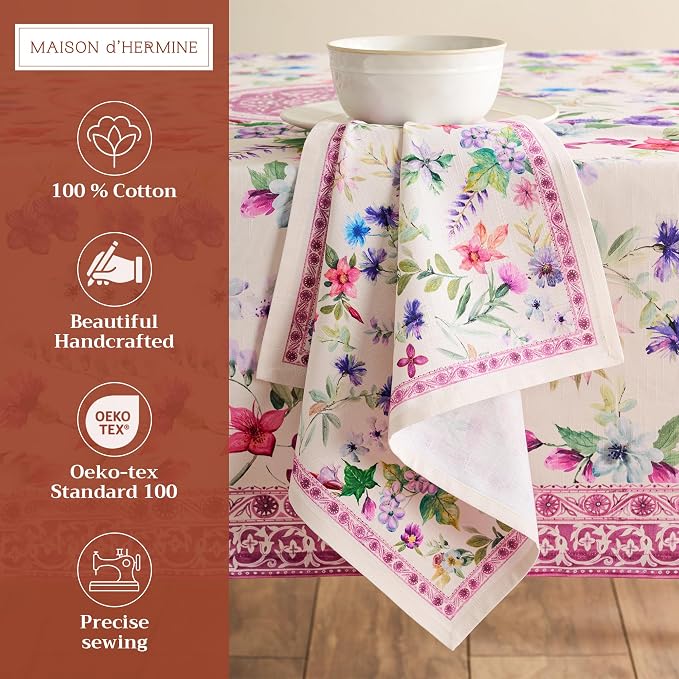Maison d' Hermine Cloth Napkins Set of 4 Reusable 100% Cotton (20" x 20") | Everyday Square Napkins Cloth Washable Dinner Party Wedding Restaurant Hotel Kitchen Spring Summer - Chardon - Image 2