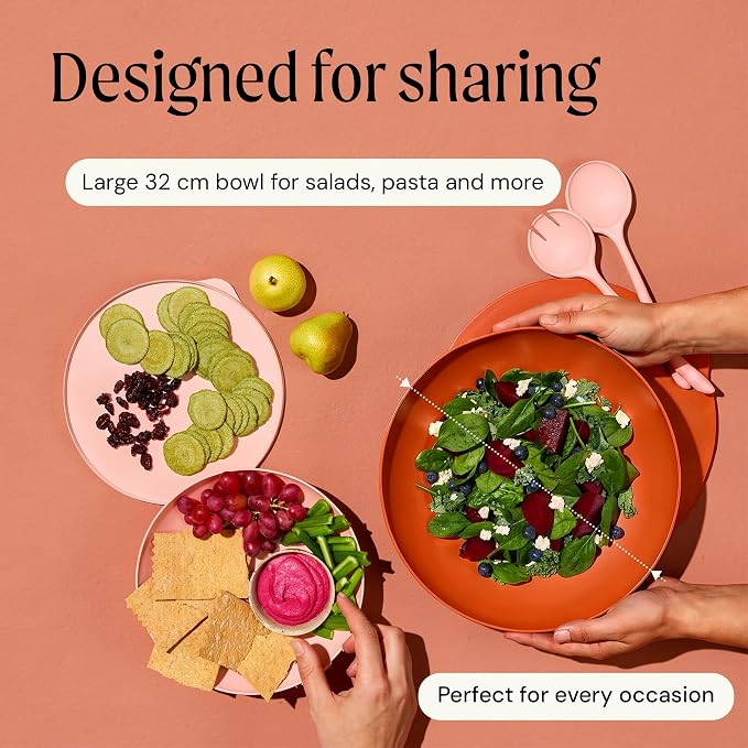 Large Serving Bowl with Lid - Certified Recycled Food-Safe Plastic, BPA-Free, Dishwasher, Microwave, Fridge and Freezer Safe | 4.96qt | Papaya - Image 4