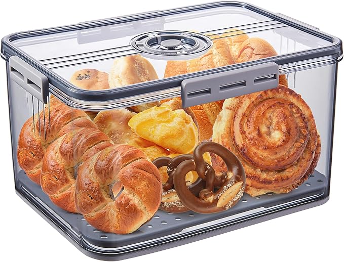 ANYPROLUS Bread Box for Homemade Bread Boxes for Kitchen Counter Airtight, Time Recording Bread Storage Container with Lid, Bread Containers Storage Airtight Loaf Bread Keeper, Large by ANYPROLUS
