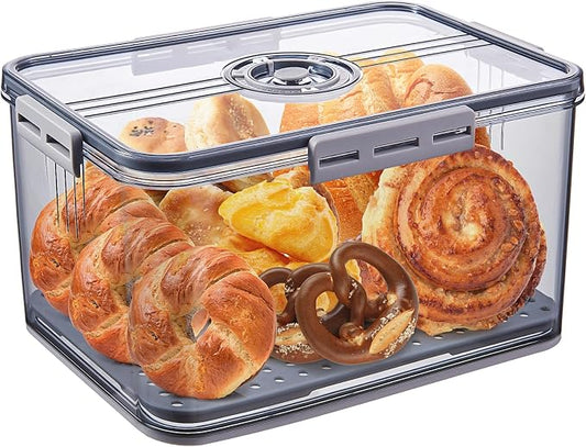 ANYPROLUS Bread Box for Homemade Bread Boxes for Kitchen Counter Airtight, Time Recording Bread Storage Container with Lid, Bread Containers Storage Airtight Loaf Bread Keeper, Large by ANYPROLUS