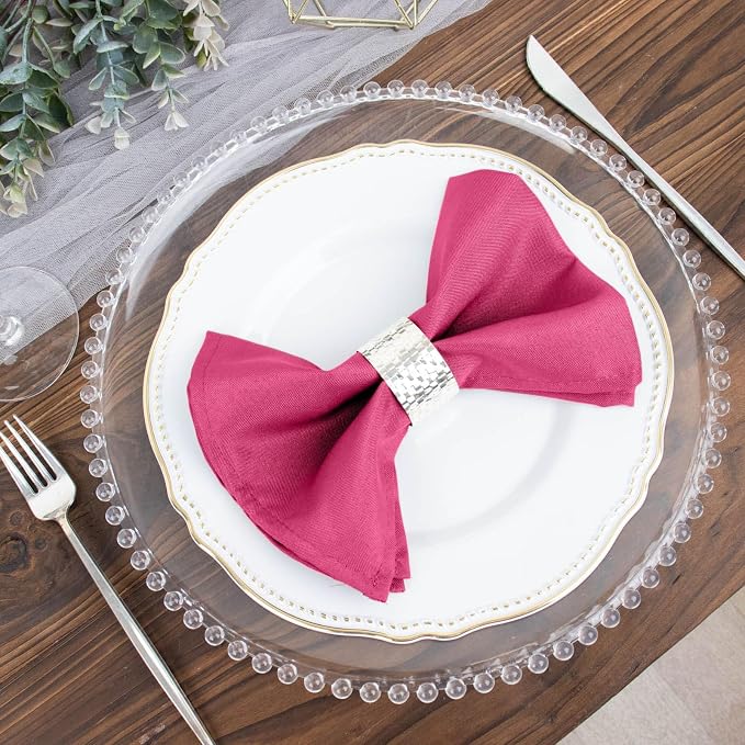 Efavormart Premium Cloth Napkins Set of 100, 17x17 Inch Fuchsia Violet Seamless Dinner Napkins, Washable Linen Table Napkin Cloth with Hemmed Edges for Weddings, Party and Banquet - Image 8