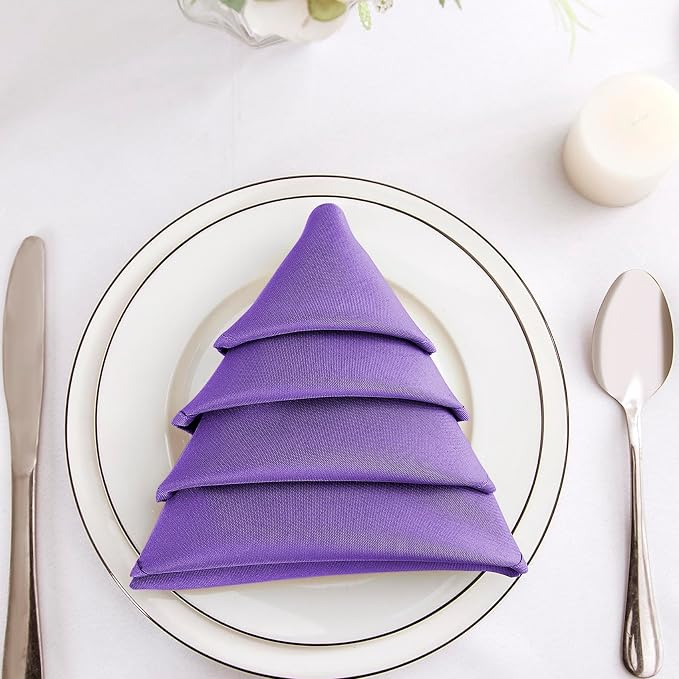 Bailarina Cloth Napkins Set of 120,17x17 inches Dinner Napkins Cloth Washable,Polyester Square Table Cloth Napkin Bulk with Hemmed Edges Ideal for Banquets, Parties and Weddings-Purple by Bailarina