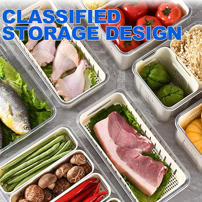 Fruit Storage Containers for Fridge with Lids, Handle and 2 Removable Colanders, Portable Refrigerator Fruit Organizer Bins, BPA-Free Fresh Produce Saver & Food Box for Food, Vegetable, Egg Storage - Image 8