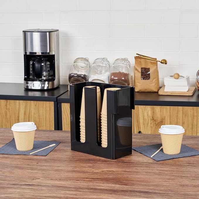 Restaurantware Restpresso Coffee Bar Organizer, 1 Count Durable 2 Compartments, Compact Size, Black Plastic Tabletop Coffee Supplies Organizer For Homes, Office Spaces, Breakrooms, and Lounges - Image 4