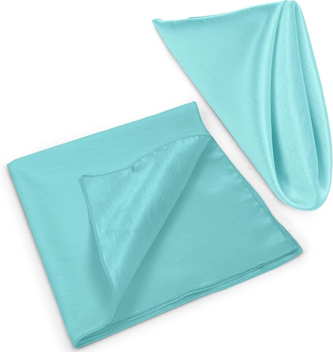 17 x 17-Inch Shantung Satin Cloth Napkins, Aqua Set of 120 | Bulk Case of 10 Dozen, Square, 100% Polyester Fabric, Reversible, Faux Dupioni Silk Reverse Side, Machine Washable, Blue - Image 8