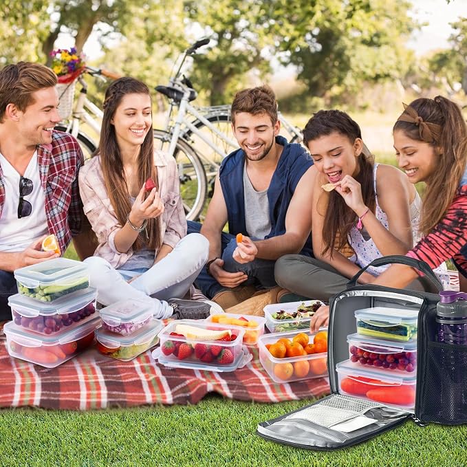 YASHE Food Storage Containers, Plastic Food Containers with Lids, Airtight Meal Prep Sets, Leak-Proof, Stackable, BPA Free- 4pcs Rectangular - Image 7