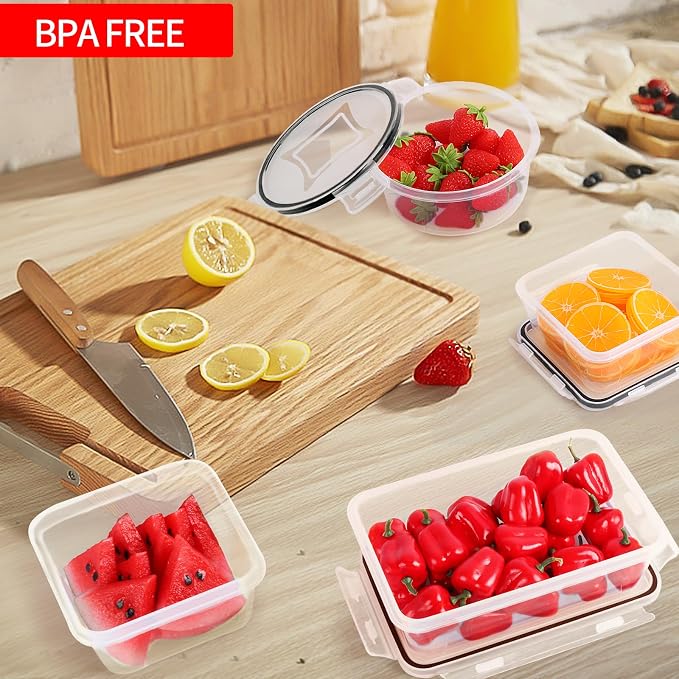 Skroam 36 Pack Food Storage Containers (18 Airtight Kitchen Storage & 18 Lids), Plastic BPA-Free Meal Prep Container for Pantry Organizers and Storage with Free Labels & Marker - Image 6