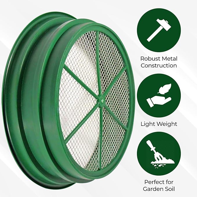 SE 13.25 Inch Wide Stackable Classifier Gold Prospecting Pan - 1/4 Inch Stainless Steel Mesh Sifting Pan, Green - Image 5
