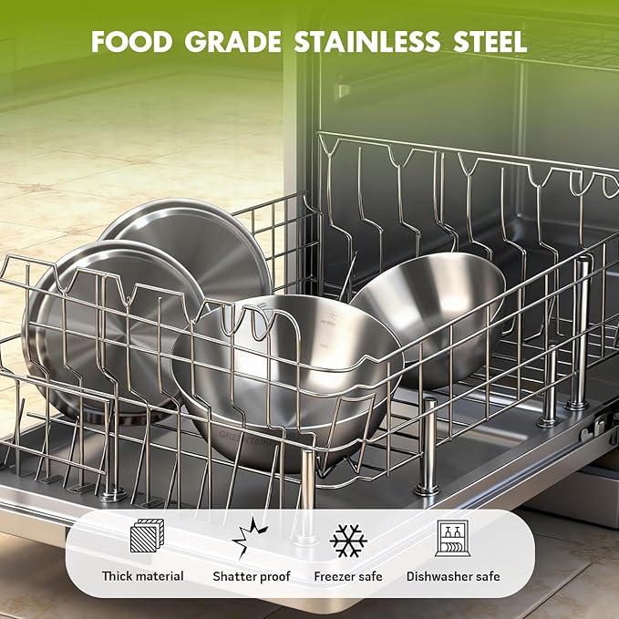 Greentainer Stainless Steel Mixing Bowls Set of 5 | 5.2 to 0.8 Qt Nesting Bowls with Measurement Markings | Dishwasher Safe | Metal Kitchen Bowls for Baking, Prepping, Cooking and Serving Food - Image 6