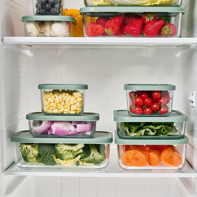 Glass Food Storage Containers with Lids — 12 Piece — 26.5 oz & 40.57 oz Glass with BPA-Free Leakproof Stackable Lids — Microwave, Oven & Dishwasher Safe — Ideal for Meal Prep & More - Soft Sage - Image 10