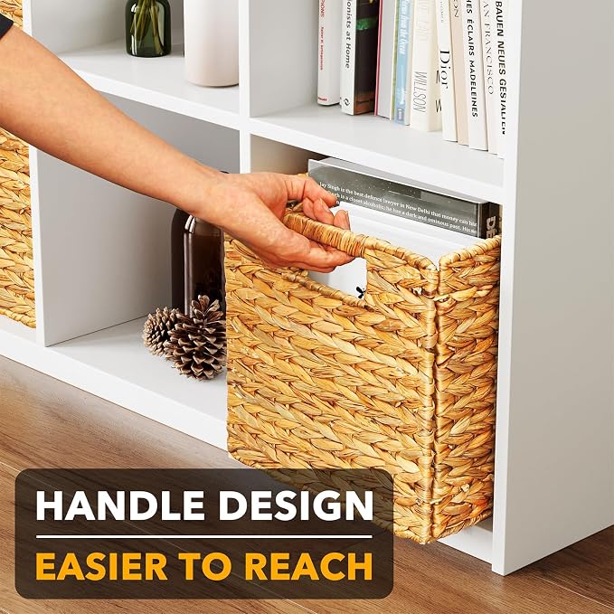 SpaceAid 4 Pack Wicker Basket, Storage Baskets for Organizing, Woven Rattan Basket with Handles for Shelves, Water Hyacinth Large Cube Organizer Storage Bin, 10.5x10.5x10.5 inch, Natural - Image 6