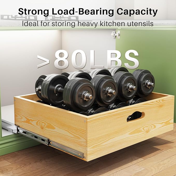 Pull Out Cabinet Organizer, Soft Close Slide Out Solid Wooden Drawers(21"W X 21"D x 6.2''H), Heavy Duty Full-extension Roll Out Shelves for Kitchen Cabinets,Pantry & Closet Organizers and Storage - Image 7