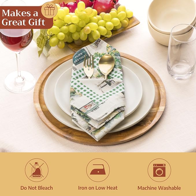 Maison d' Hermine Cloth Napkins Set of 4 Reusable 100% Cotton (18" x 18") | Everyday Square Napkins Cloth Washable Dinner Party Wedding Restaurant Hotel Kitchen Spring Summer - Paris Voyage - Image 5