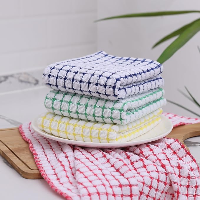 Kitinjoy Cotton 8 Pack Terry Kitchen Towels, Green | 16 x 25 Inches Super Soft and Absorbent Dish Towels, Quick Drying hand towels for kitchen Drying - Image 7