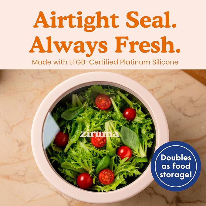 Non-Toxic Stainless Steel Mixing Bowls, Glass Lids, Plastic Free, 5-Pcs | LFGB platinum silicone seal. Keeps food fresh longer. Airtight. Non-slip silicone base. Dishwasher safe. Measurement marks. - Image 5