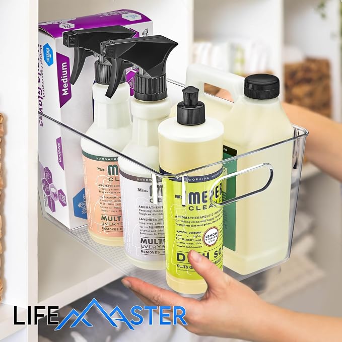 Lifemaster Stackable Refrigerator Bins - Set of 14 Large Capacity Organizers with Easy Grip Handles - Clear and Versatile for Kitchen Storage - Image 7