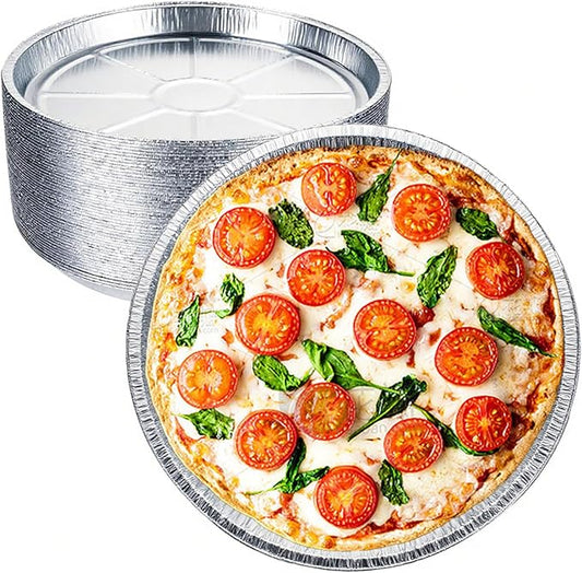 50 Pack 12 Inch Disposable Pizza Pans, Aluminum Pizza Pans, Round Pizza Pan Foil Focaccia Pan, Chocolate Cookies Cake Tin, Serving Platter Tray, Freezer & Oven Safe by Unknown