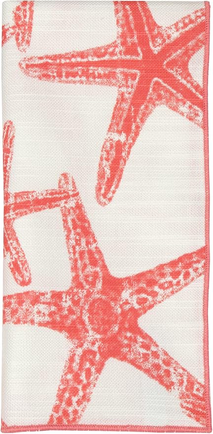 Cloth Napkins 100% Cotton Fabric Linen Napkin for Beach Wedding Reception Table Decor, Party Ideas, Coral Red Starfish Coastal Tablescapes 18" x 18" Dinner, Set of 4 - Image 4