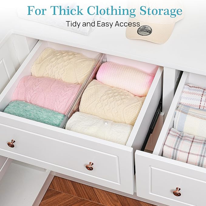 Vtopmart 10 Pack 6" Tall Upgrade Drawer Dividers for Big and Deep Drawer, 12.8"-22.3" Adjustable Expandable Dresser Drawer Organizer, Clear Plastic Separators for Dresser, Baby Supplies, Kitchenware - Image 3