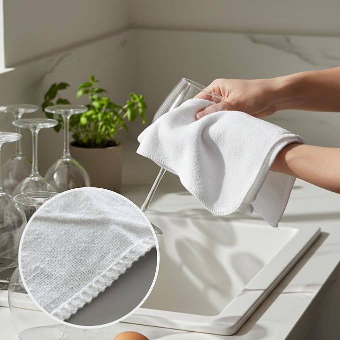 Flour Sack Shop Towels, White Cotton Cleaning Towels 14" x 12", Pack of 6 Reusable Absorbent Towels for Garage, Automotive, Workshop, Kitchen Cleaning, Polishing, Dusting & Multi-Purpose Use - Image 4