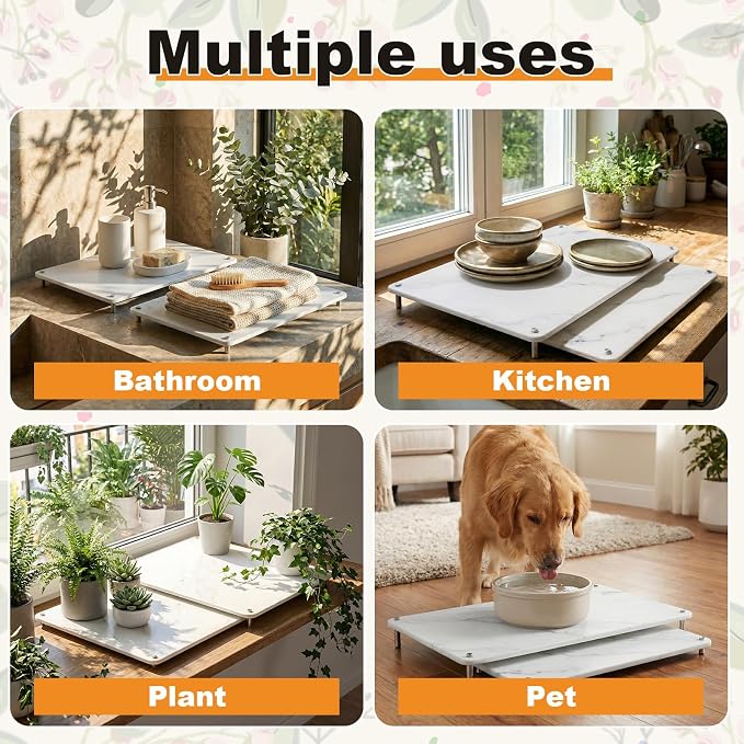 2 Tiers 24"x16" & 20"x16" Large Nesting Stone Dish Drying Mats for Kitchen Counter Absorbent Quick Dry Diatomaceous Earth Mat with Non-slip Feet for Pot Dishes Tableware (Marble Color) - Image 5