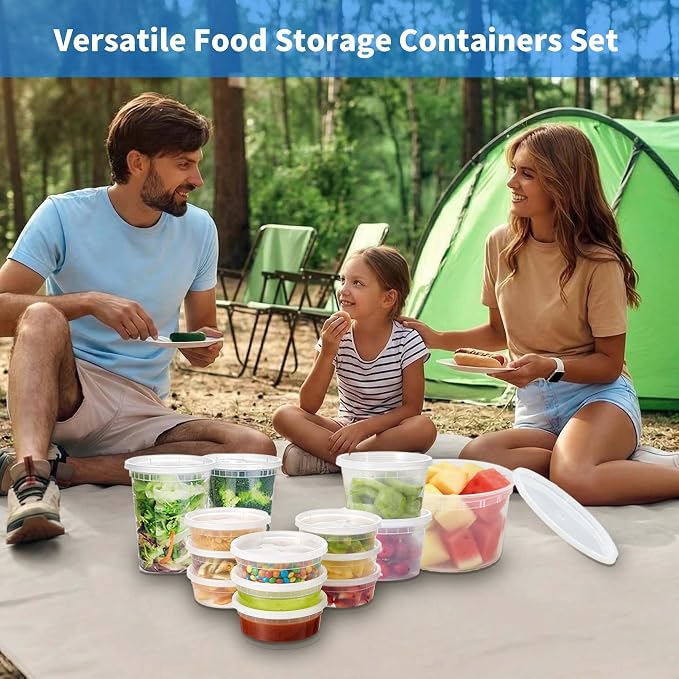 Plastic Deli Containers with Lids, 240 Sets 24 oz Leakproof Soup Cups | BPA-Free, Microwave Freezer Safe, Sturdy and Airtight, Crack-Proof for Takeout, Meal Prep, Slime, Leftovers Storage - Image 6