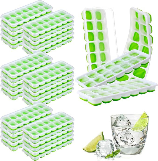 Rtteri 36 Pack Ice Cube Trays Silicone Ice Tray for Freezer Flexible 14 Cube Molds Easy Release Stackable Trays with Lid for Drinks Cocktail Coffee Baby Food (Green) by Rtteri