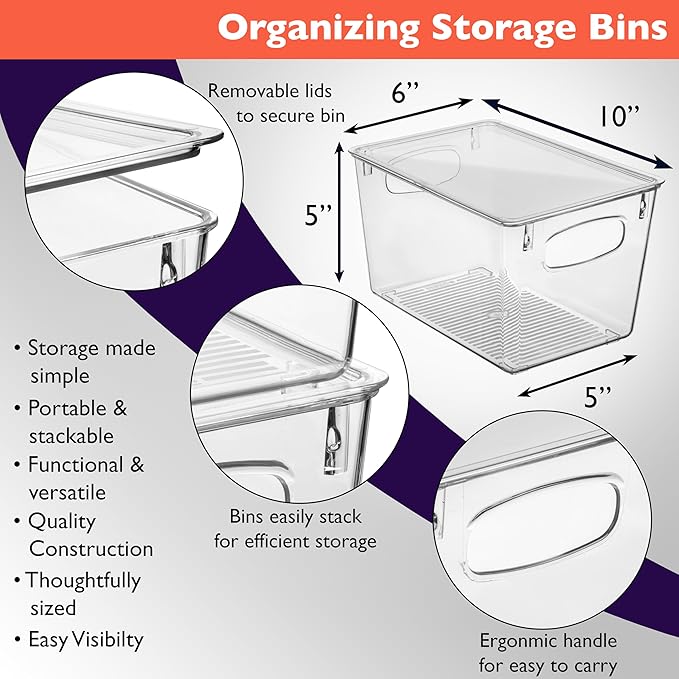 ClearSpace Plastic Pantry Organization and Storage Bins with Lids – Perfect Kitchen Organization or Kitchen Storage – Fridge Organizer, Refrigerator Organizer Bins, Cabinet Organizers - Image 2