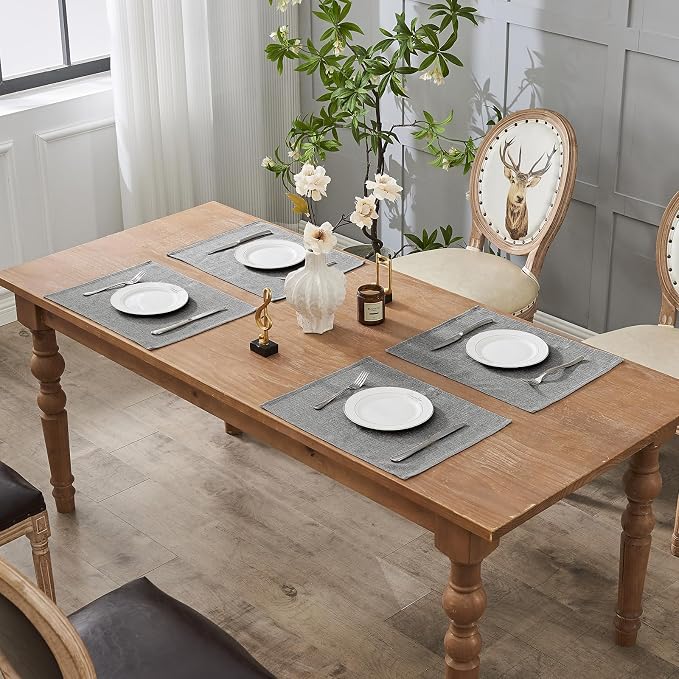 BALCONY & FALCON Rectangle Table Cloth Waterproof Gray 13.8"x 17.7" 6pcs | Placemats Set of 6 Faux Linen Cloth Place Mats Washable Wrinkle Resistant Table Placemats for Dining Kitchen Indoor & Outdoor - Image 7