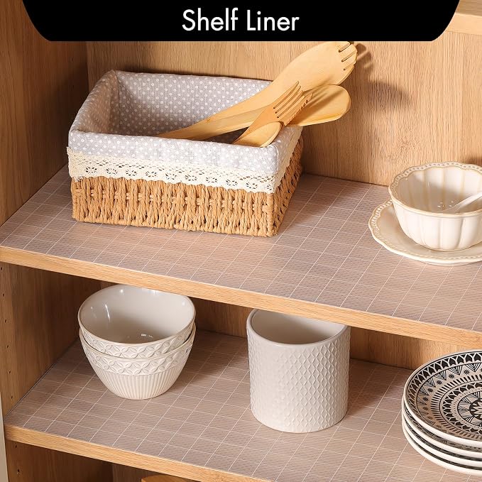 Cooyes Shelf Liner for Kitchen Cabinets – Non-Adhesive Waterproof Drawer Liner – Durable EVA Material Easy-to-Cut Shelf Paper for Refrigerator, Cupboard, Dresser with Modern Pattern - Image 4