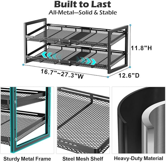Can Organizer for Pantry - Expandable Width, Holds 48 Cans, Black | First-In First-Out Flow, Adjustable Width for Soda, Soup and Food Cans, For Pantry Shelf Storage and Easy Restocking - Image 6