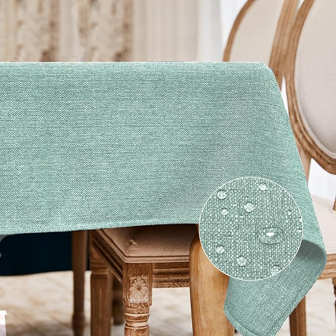 BALCONY & FALCON Rectangle Table Cloth Waterproof Celadon Green 63"x47" | Rectangular Washable Wrinkle Resistant Table Cloth Linen Fabric Tablecloths for Dining Party Kitchen Wedding and Outdoor Use by BALCONYFALCON