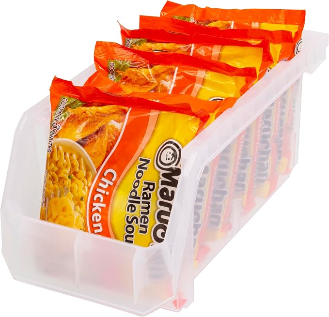 Medium Stackable Plastic Storage Bins, 8-Pack, Clear | Open-Front Stackable Bins For Garage, Pantry, Closet & Office, 11"L X 5,5"W X 5"H, Nests When Empty, Durable Plastic, - Image 5