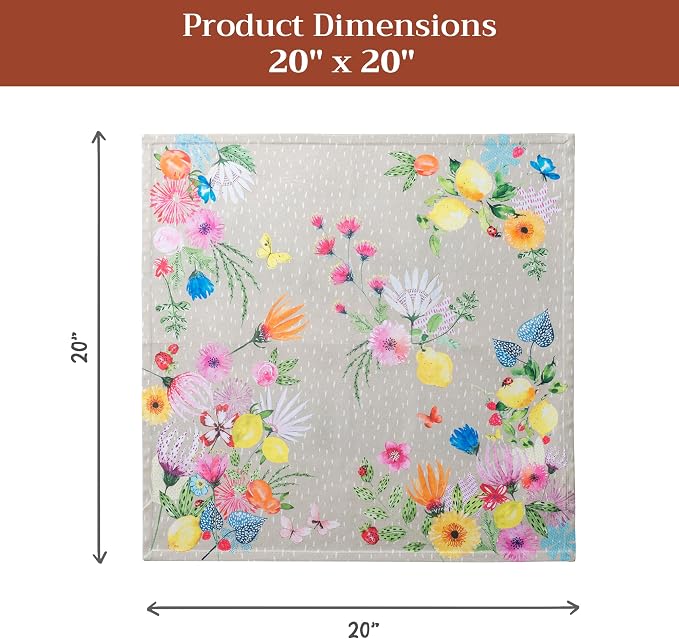 Maison d' Hermine Cloth Napkins Set of 4 Reusable 100% Cotton (20" x 20") | Everyday Square Napkins Cloth Washable Dinner Party Wedding Restaurant Hotel Kitchen Spring Summer - Jardin D'Ete - Fog - Image 7