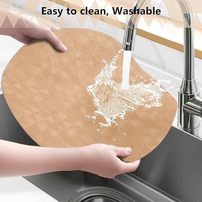Jovono Upgraded 15" Round Placemats Set of 4, Waterproof & Oil-Proof, Non-Slip Reversible Washable Big Table Mats, Spill-Proof for Kids Families, Restaurant, Hotel, Kitchen, Indoor, Neutral - Image 6