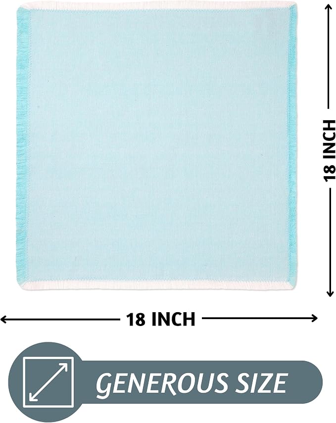Folkulture Cloth Napkins, Set of 12, Fringe Blue (18x18 Inch) | 100% Cotton, Decorative, Machine Washable, Soft, Premium, Family Dinner Napkins for Parties,Wedding, Kitchen Decorations - Image 3