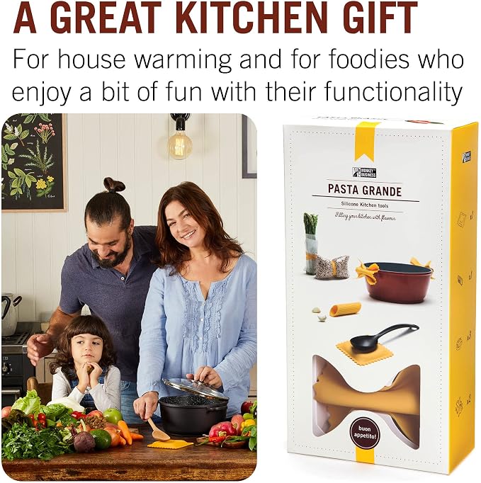 Pasta Grande - Fun Pasta Shaped Silicone Kitchen Tools in a Gift Box / 4 of our Pasta-shaped kitchen gadgets in one festive giftbox/Farfalloni, Ravioli, Penneli & Mafaldine/by Monkey Business - Image 8