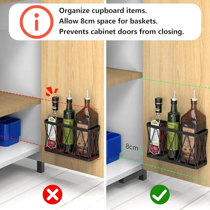 YIGII 3 Pack Adhesive Cabinet Door Organizer, Black Lid Organizer Inside Cabinet Door Storage, Slim Space Lid Holder Wall Mounted for Kitchen, Pantry, Bathroom - Image 2