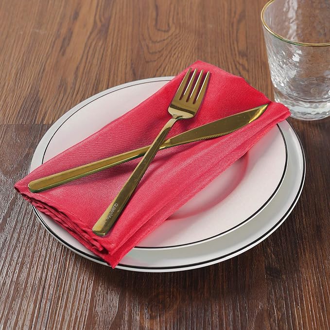 Cloth Napkins 17x17 inch Washable Polyester Dinner Napkins Soft Table Napkins for Wedding Party Dining Banquet(Red,50PCS) - Image 6