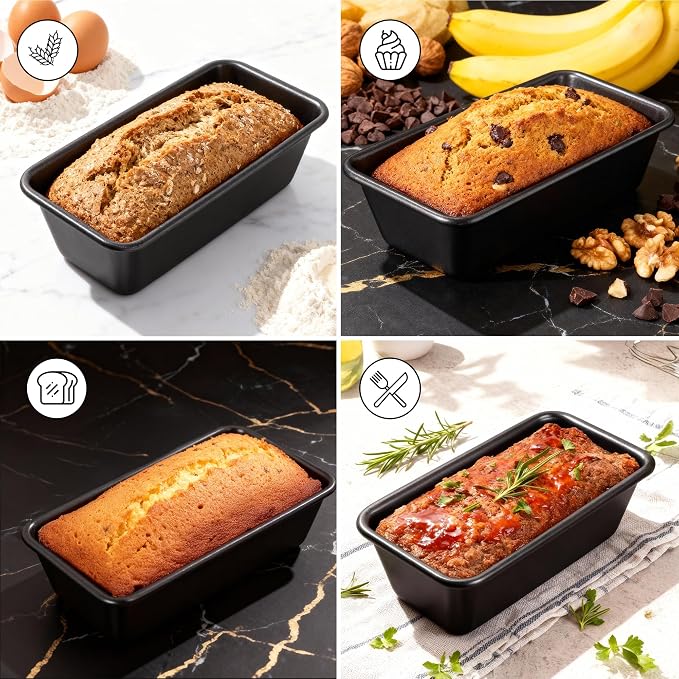Wrenbury Pro 1lb Bread Loaf Pan 8x4 Set 2 - Loaf Tins for Baking Non Stick | Toughened Heavy Gauge - Twin Pack - Banana Bread Loaf Pan - Air Fryer Safe - Image 3