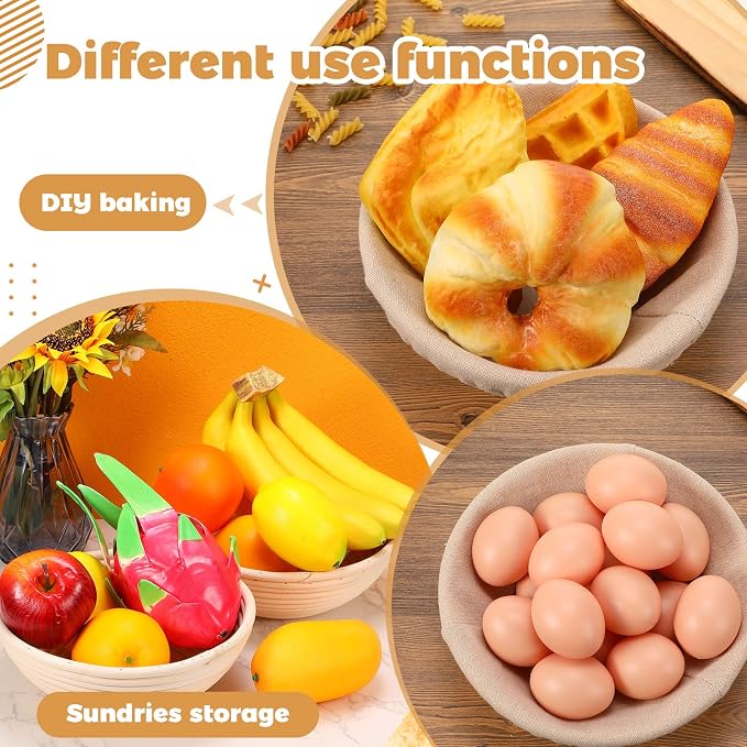 Gejoy 20 Sets Bread Proofing Baskets Bulk Banneton Dough Proofing Bowls Kit with Cloth Liner Sourdough Basket for Home Sourdough Bakers Supplies(Round,9 Inch) - Image 4