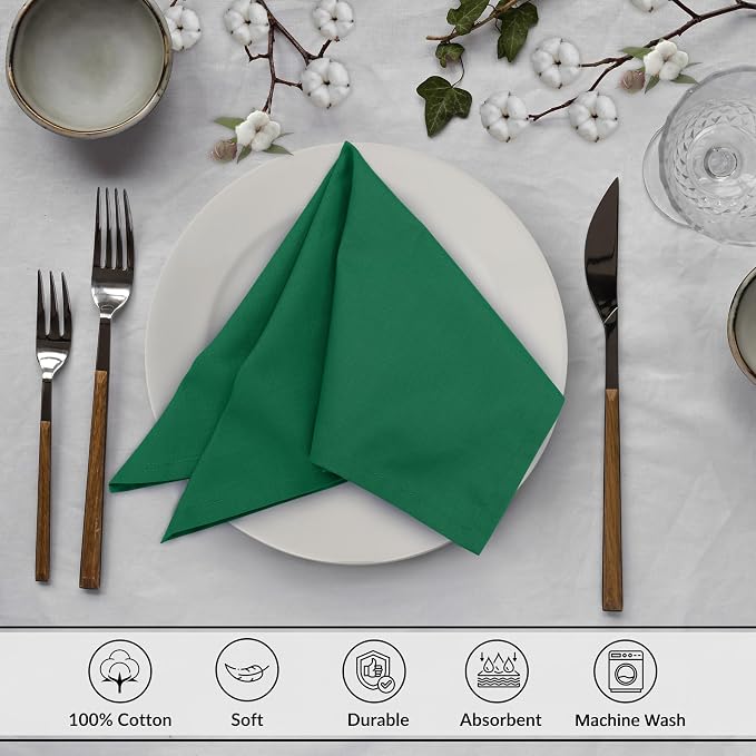 Ruvanti Cloth Napkins Set of 12, 18x18 Inches, 100% Cotton, Washable, Soft & Absorbent, Perfect for Wedding, Christmas, ‎Thanksgiving Dinners - Amazon - Image 3