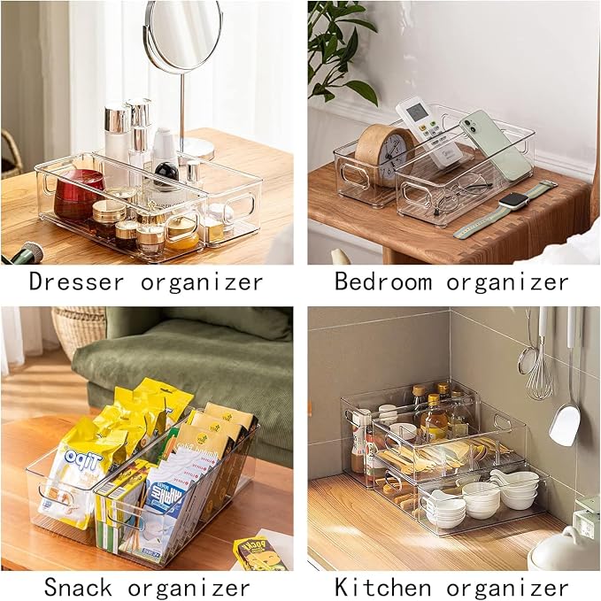 7Pack Clear Fridge Drawer Organizer Pull out Bins Stackable Refrigerator Organizer Bins with Handle for Kitchen Cabinet Organization Divided Produce Saver Container for Fruit Veggie Egg - Image 5