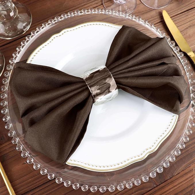 Efavormart Premium Cloth Napkins Set of 50, 20x20 Inch Chocolate Seamless Dinner Napkins, Washable Linen Table Napkin Cloth with Hemmed Edges for Weddings, Party and Banquet - Image 8