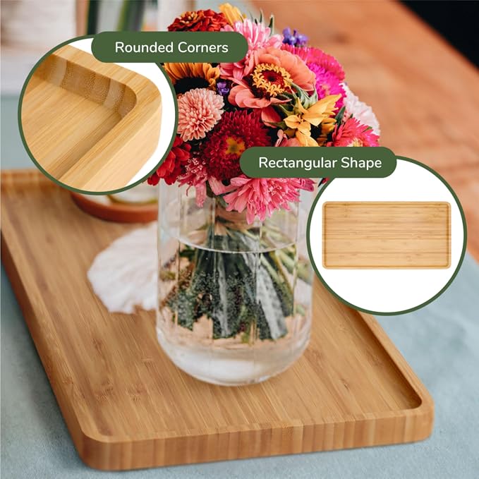 BambooMN Rectangular Bamboo Serving Tray - 17" x 9" - Vertical Tray - Image 4