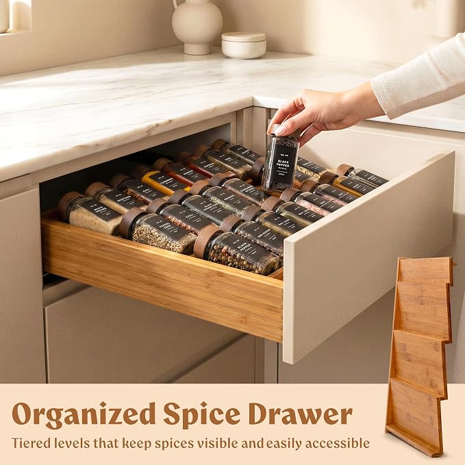 Spice Drawer Organizer - Expandable Spice Rack for Drawer, Black Seasoning Organizer for Drawer Spice Organizer, Spice Organization Seasoning rack insert for Cabinet (Jars Not Included) - Image 6